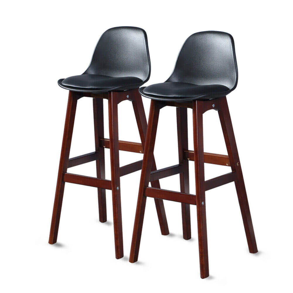 4x Levede Beech Wooden Bar Stool Kitchen Stool Dining Chair Barstools Black