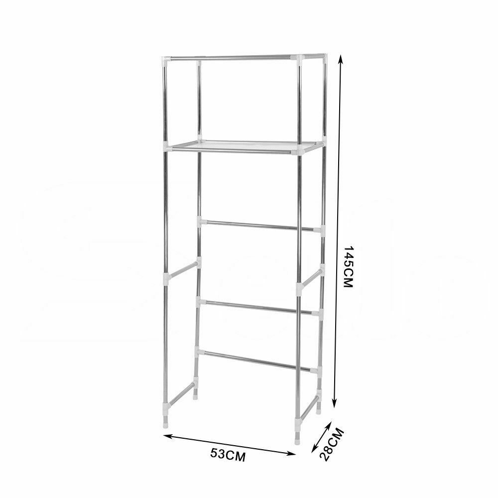 2 Tier Toilet Bathroom Laundry Washing Machine Storage Rack Shelf Unit Organizer