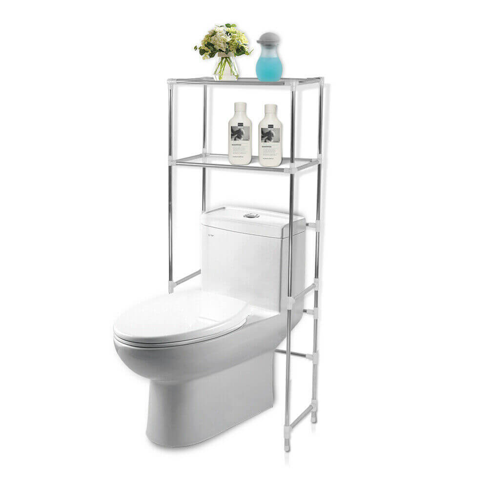 2 Tier Toilet Bathroom Laundry Washing Machine Storage Rack Shelf Unit Organizer