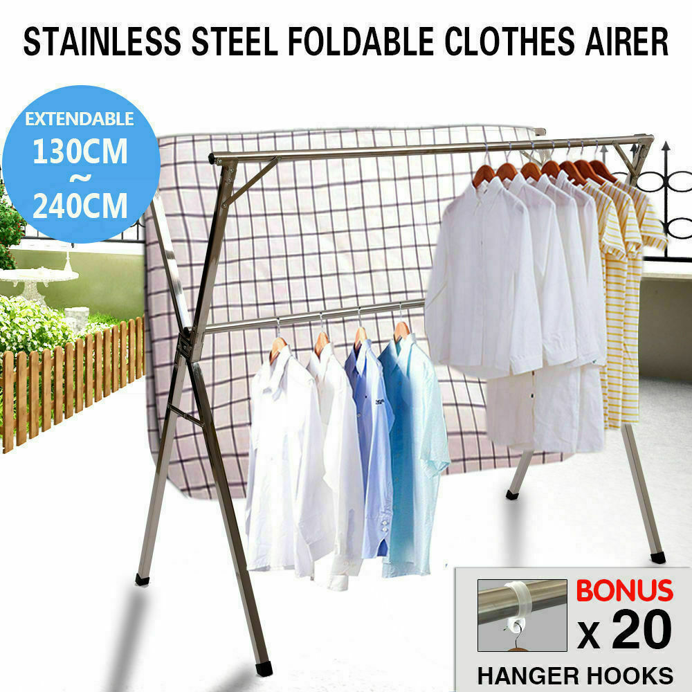 Foldable Stainless Clothes Airer Drying Rack Rust Resistant Hanger Sheet Dryer