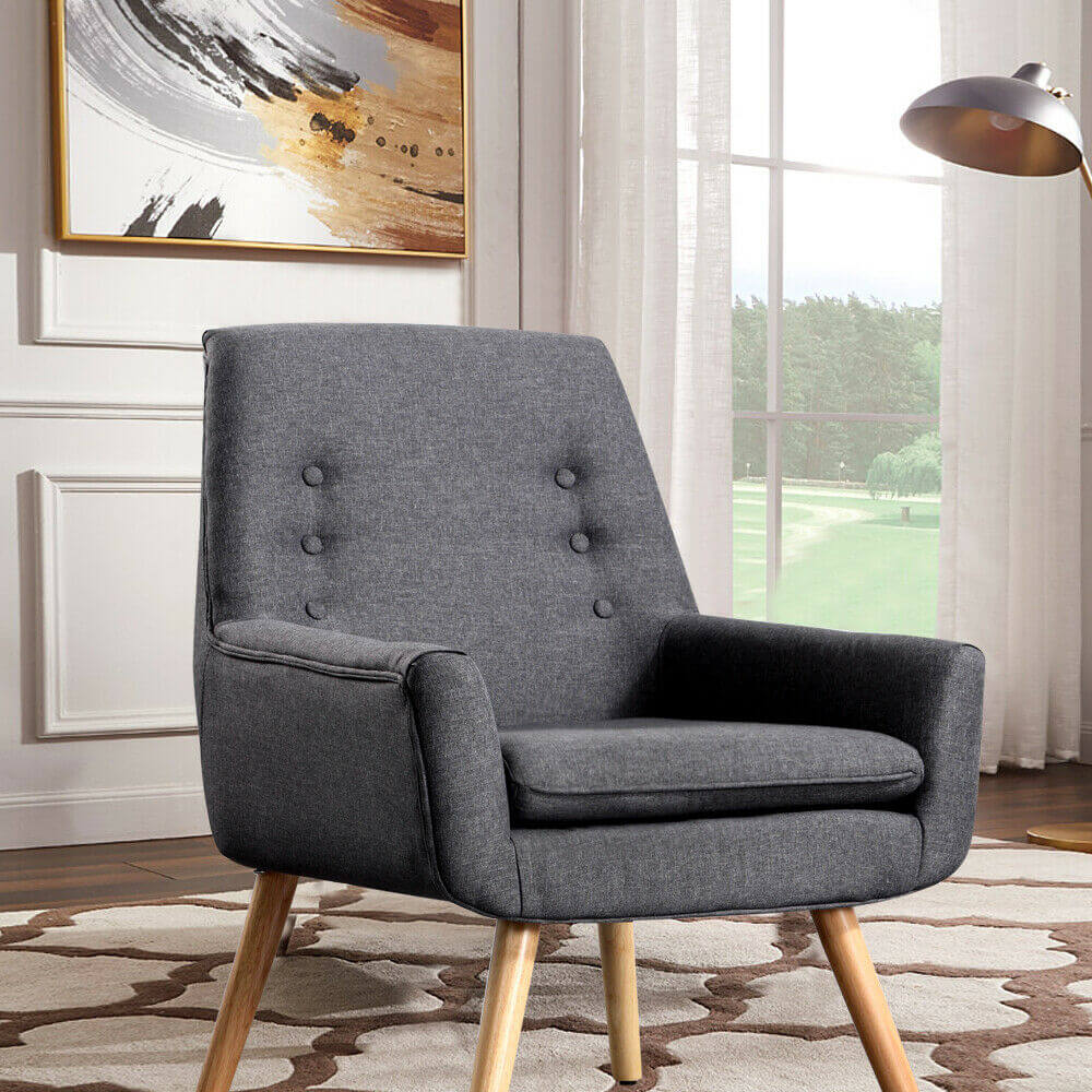 Levede Luxury Upholstered Armchair Dining Chair Single Accent Sofa Padded Fabric