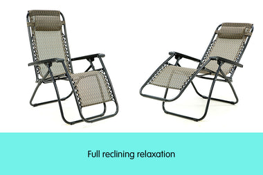 Zero Gravity Reclining Deck Chair - Grey