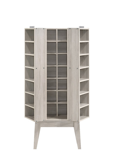 Multimedia DVD CD Storage Cabinet With Hidden Compartment In White Oak