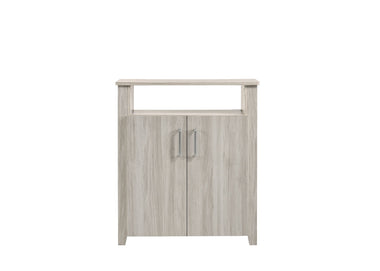 2 Door Shoe Cabinet With Open Shelf In White Oak