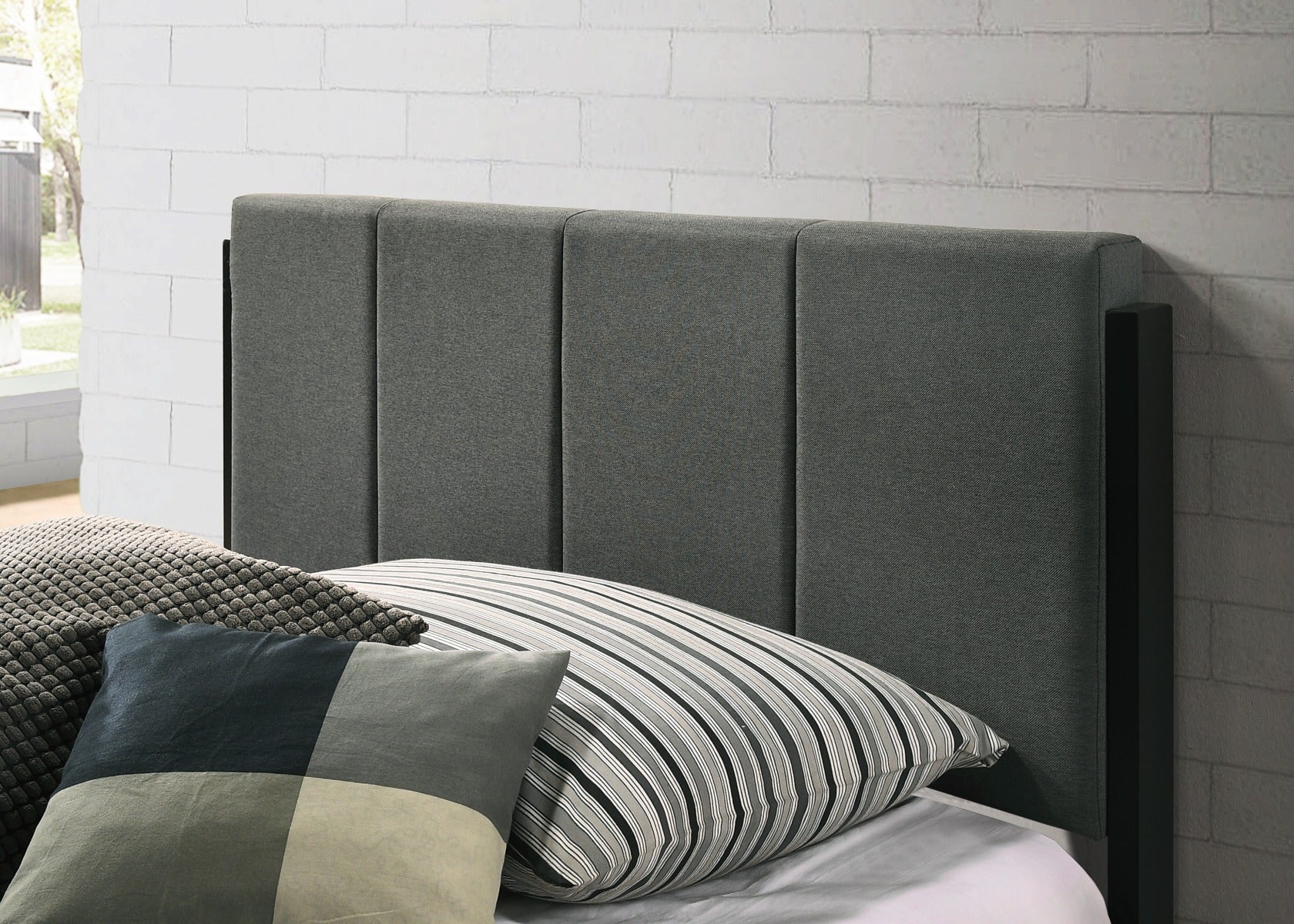 Fabric Upholstered Bed Frame in Charcoal - King