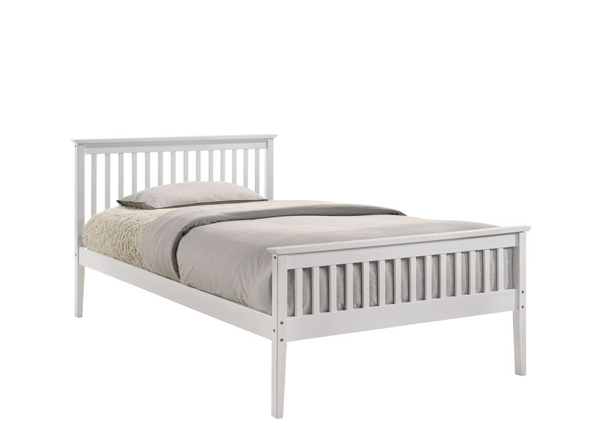 Wooden Bed Frame in White - King Single