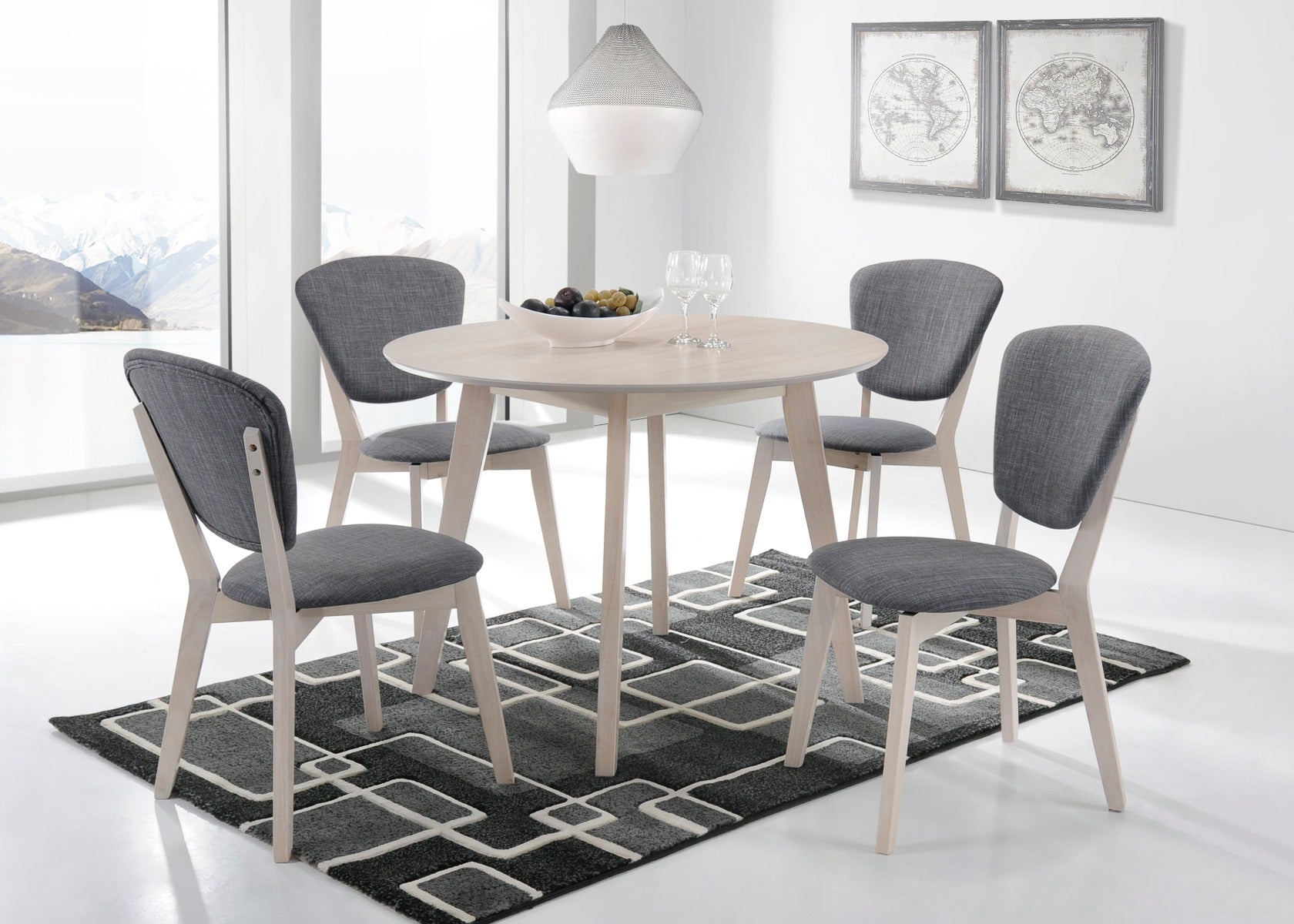 Round Dining Table Solid hardwood White Wash