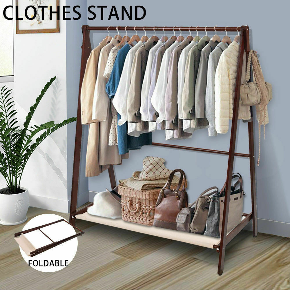 Levede Clothes Stand Garment Dyring Rack Hanger Organiser Wooden Free Standing