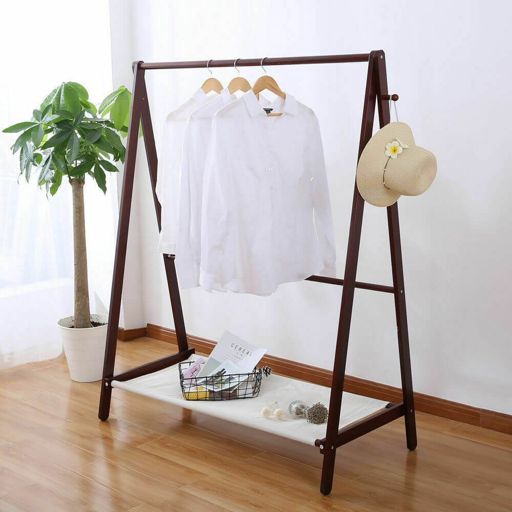 Levede Clothes Stand Garment Dyring Rack Hanger Organiser Wooden Free Standing