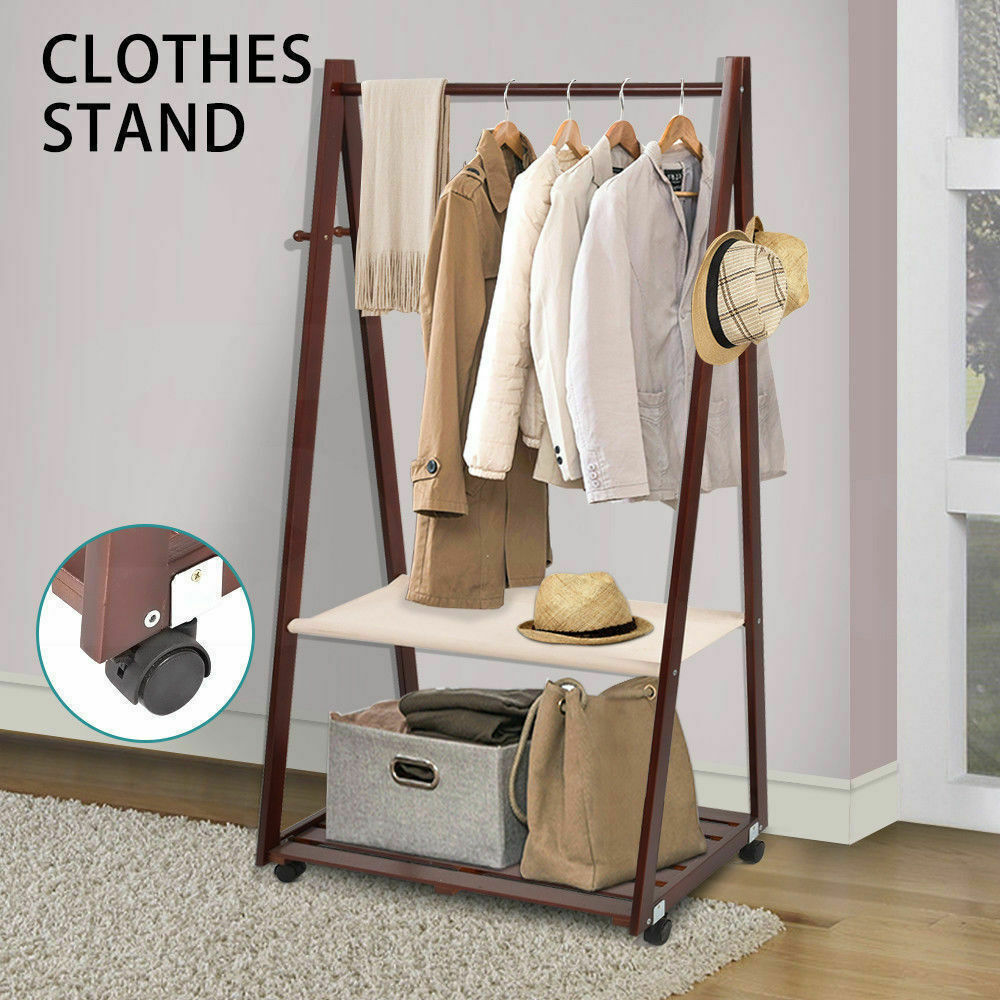 Levede Wooden Garment Coat Clothes Stand Rack Bag Shoe Hanger Hat Jacket Holder