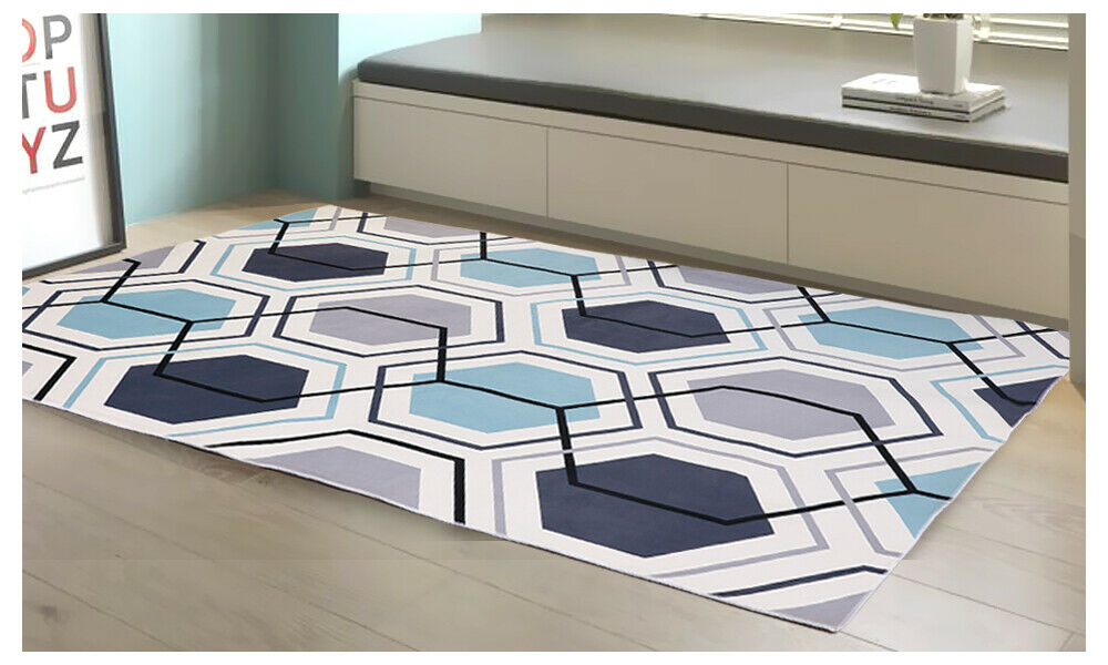 Modern Style Honey Comb Theme Print Non Slip Floor Area Rug Carpet 230x160cm