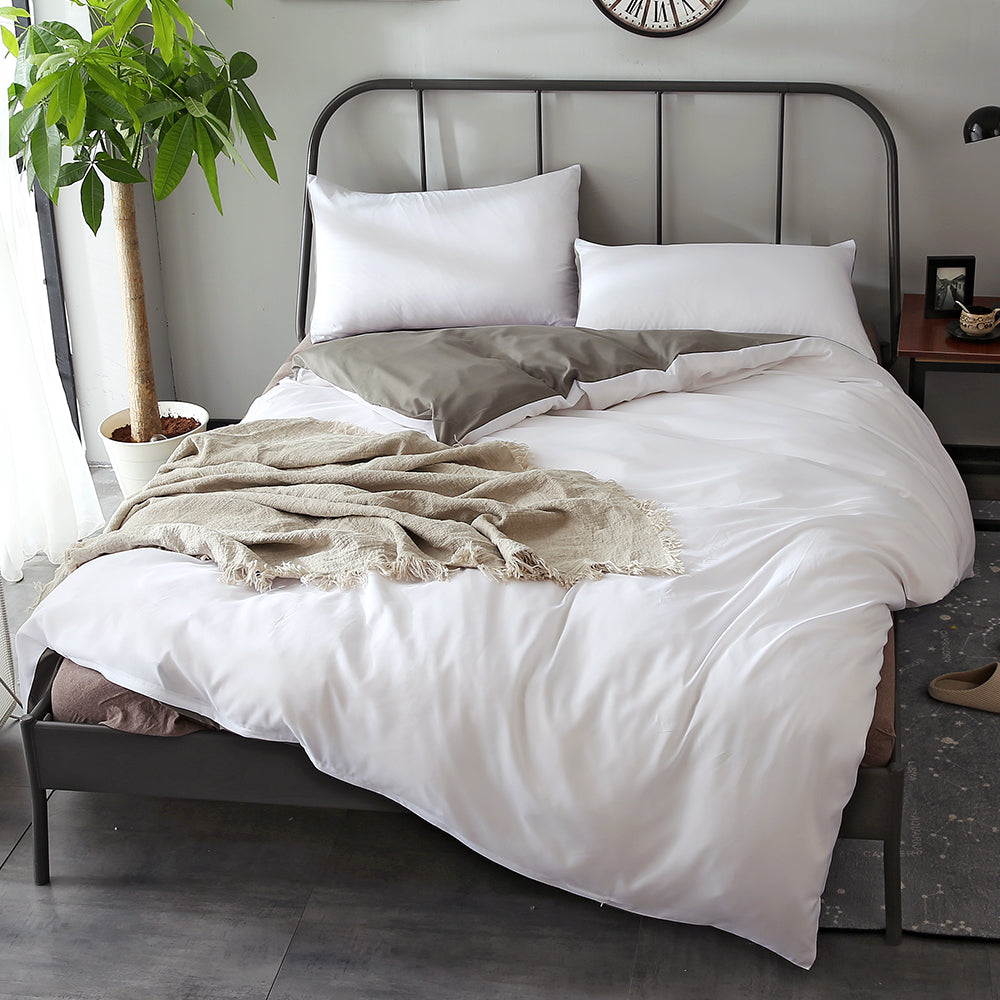 DreamZ 1000TC Microfibre Reversible Duvet Cover Pillow Case Set in Queen Size