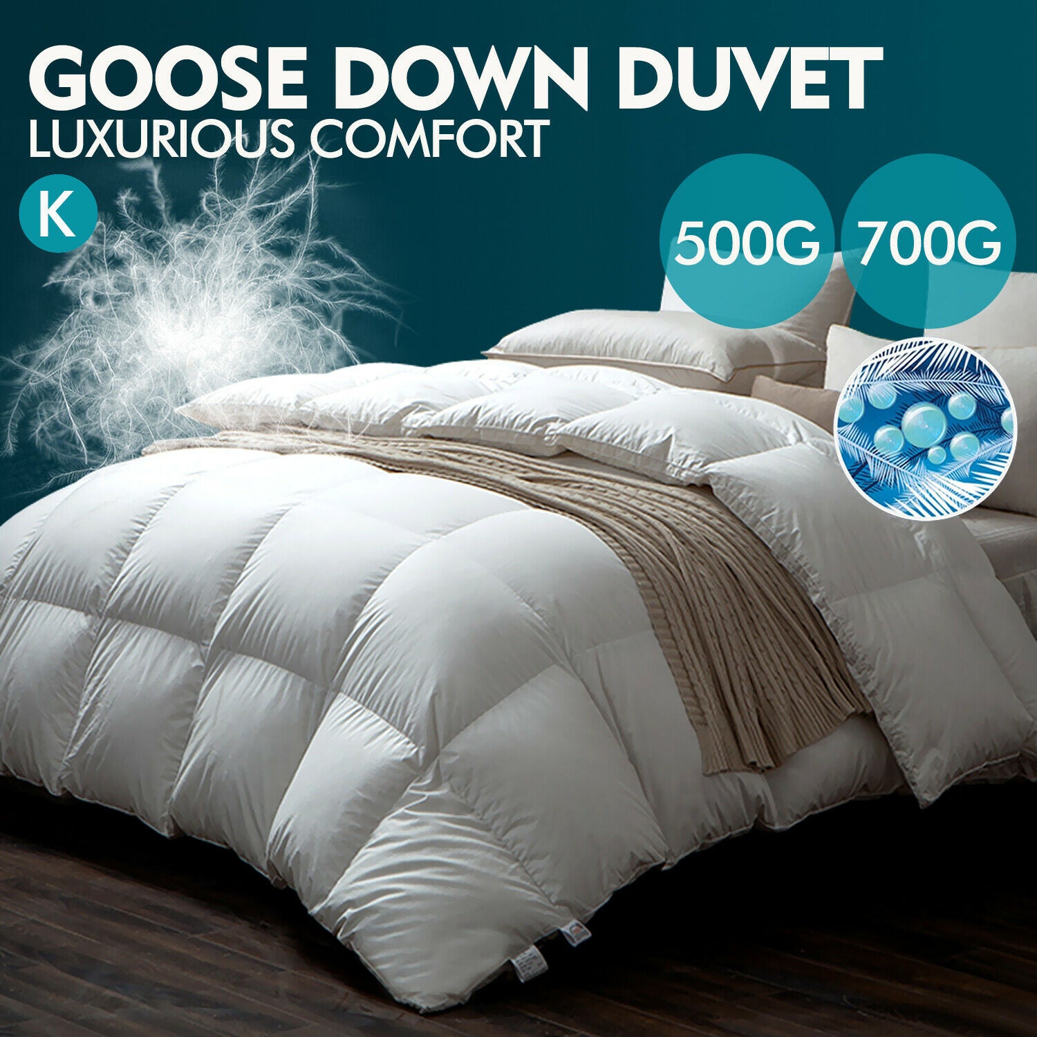 DreamZ 500GSM All Season Goose Down Feather Filling Duvet in King Size