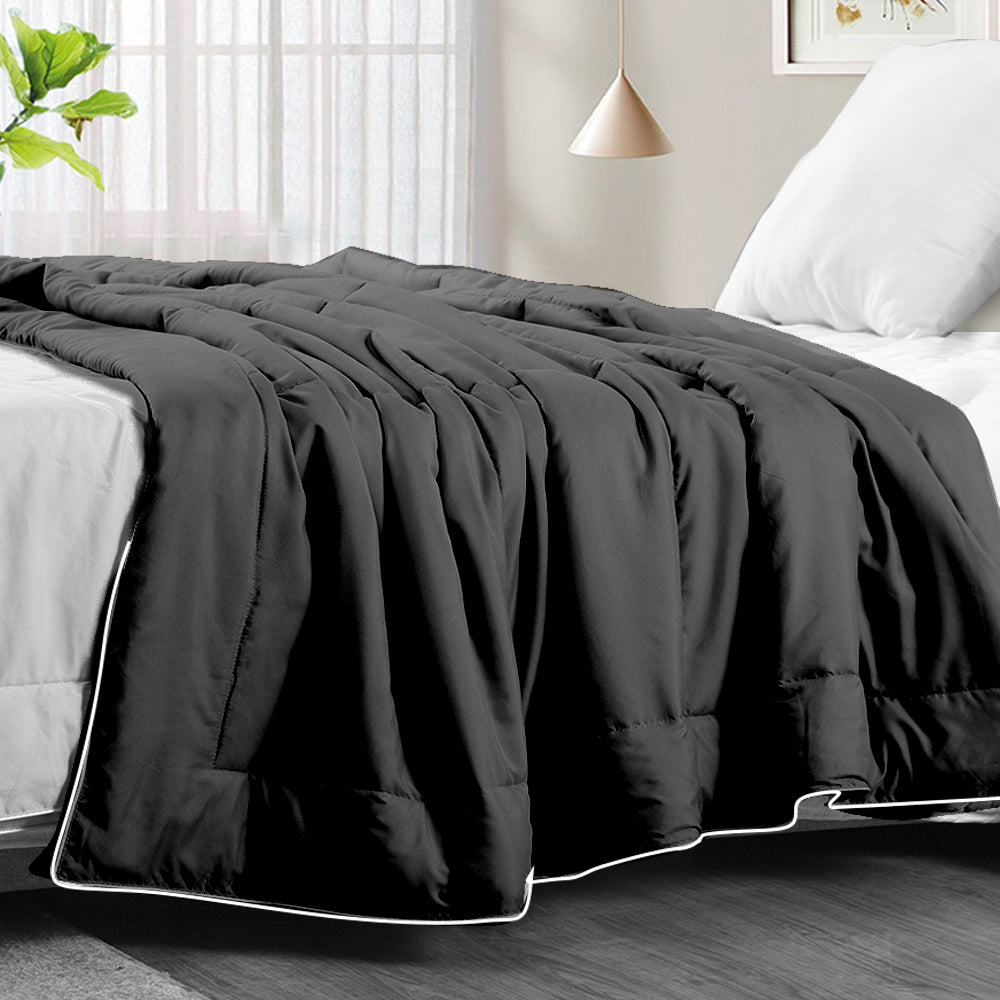 DreamZ Lightweight Quilt Duvet Covers Blanket Adults Kids Double Size Black