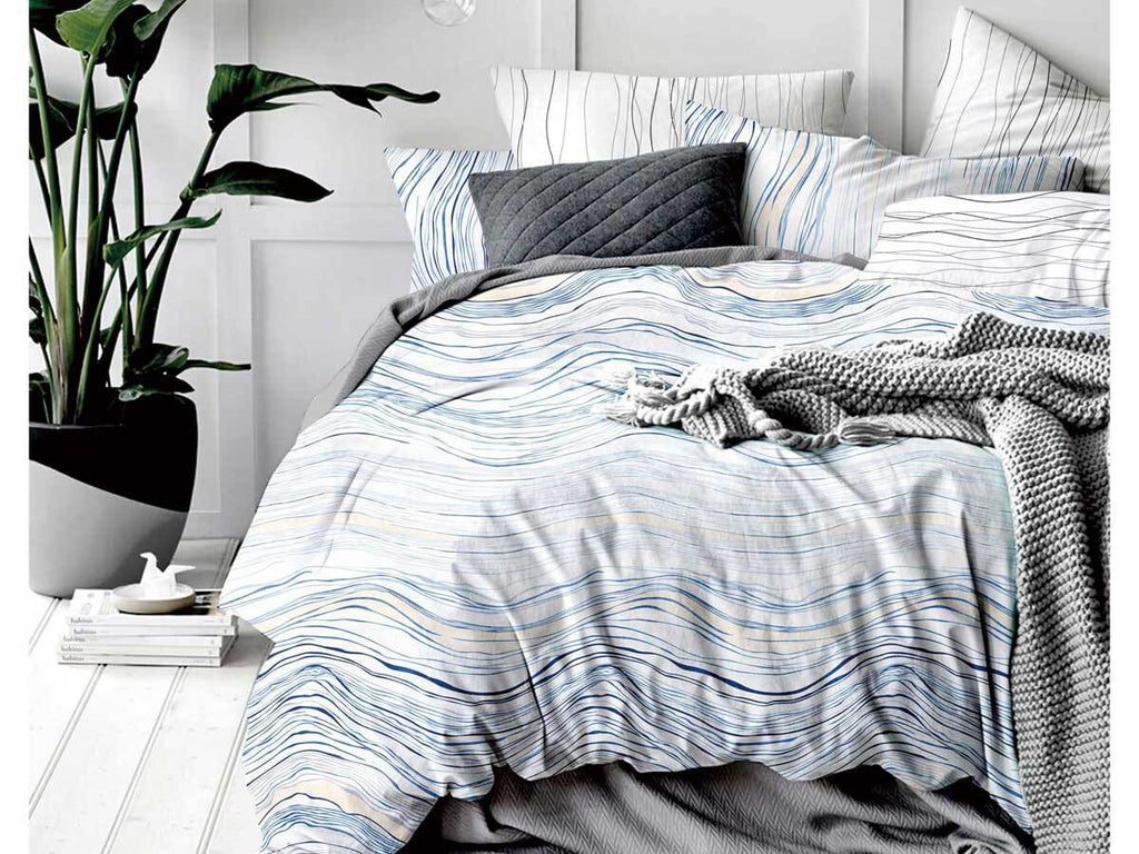 King Size 3pcs Modern Curve Quilt Cover Set