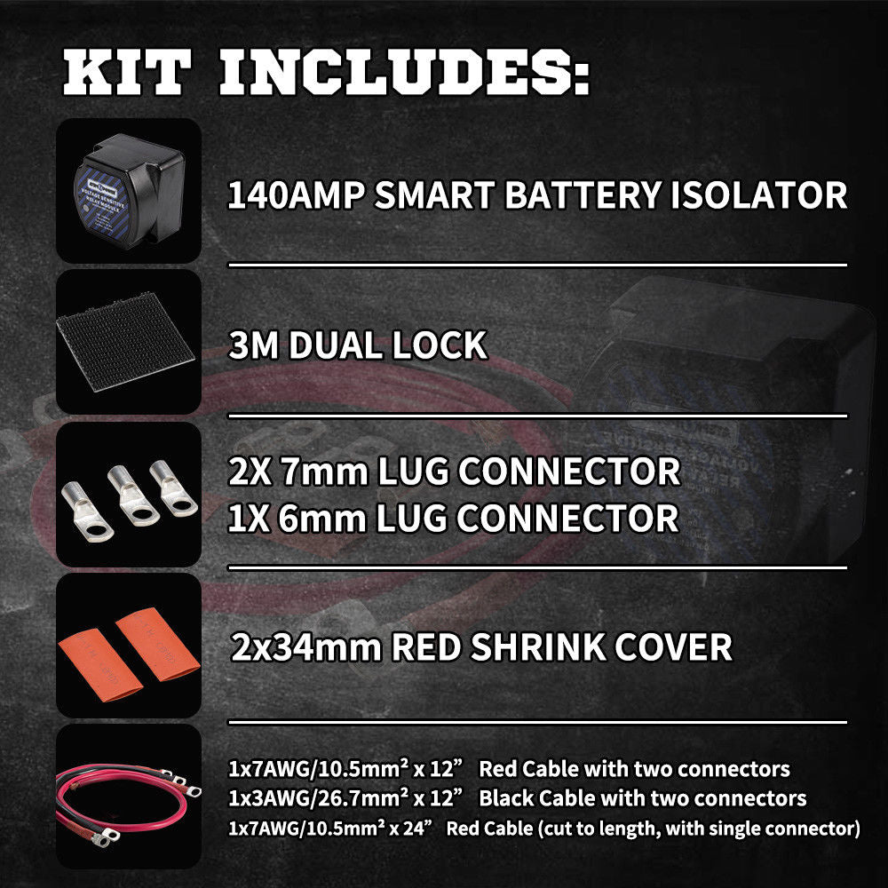 Dual Battery Isolator 12V 140 Amp VSR Voltage Sensitive Relay 4WD Camper Camping
