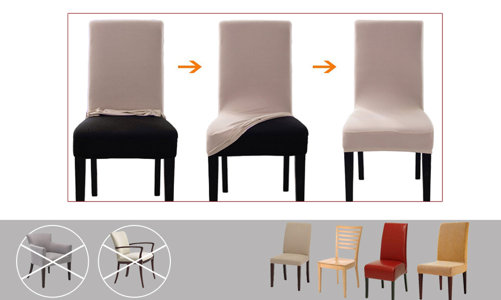 4pcs Stretch Elastic Dining Room Washable Chair Cover Champagne