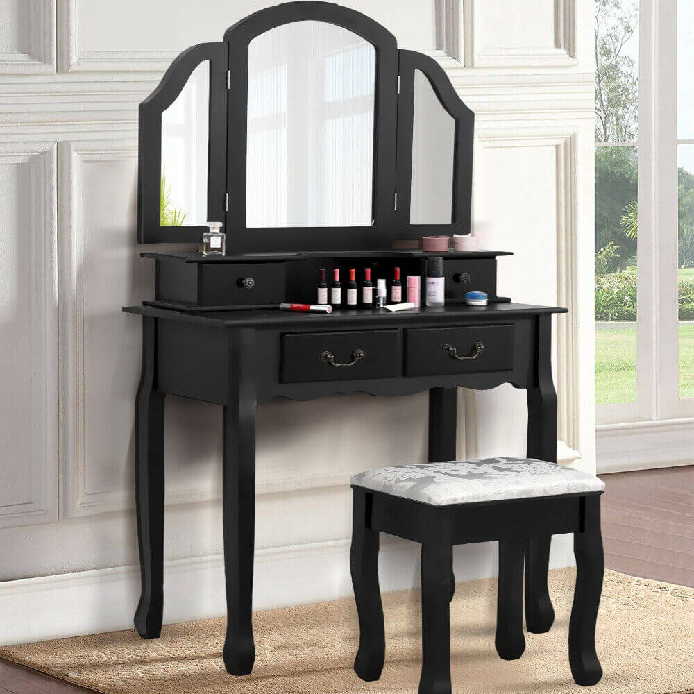 Levede Dressing Table&Stool w/ Mirror Drawer Jewellery Cabinet Makeup Organiser