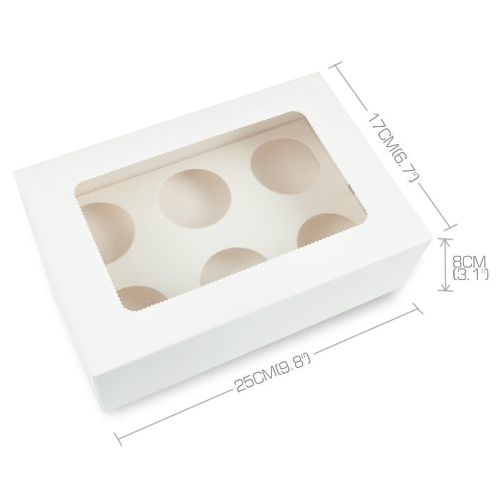 50 Pcs 6 Holes Cupcake Boxess Cupe Cake Box Window Face Cover and Inserts