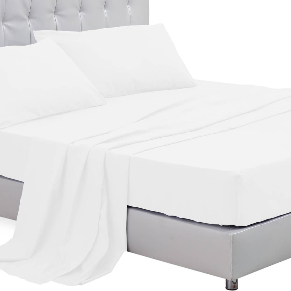 DreamZ King Size 4 Piece Bed Sheet Set Flat Fitted Pillowcase White Colour