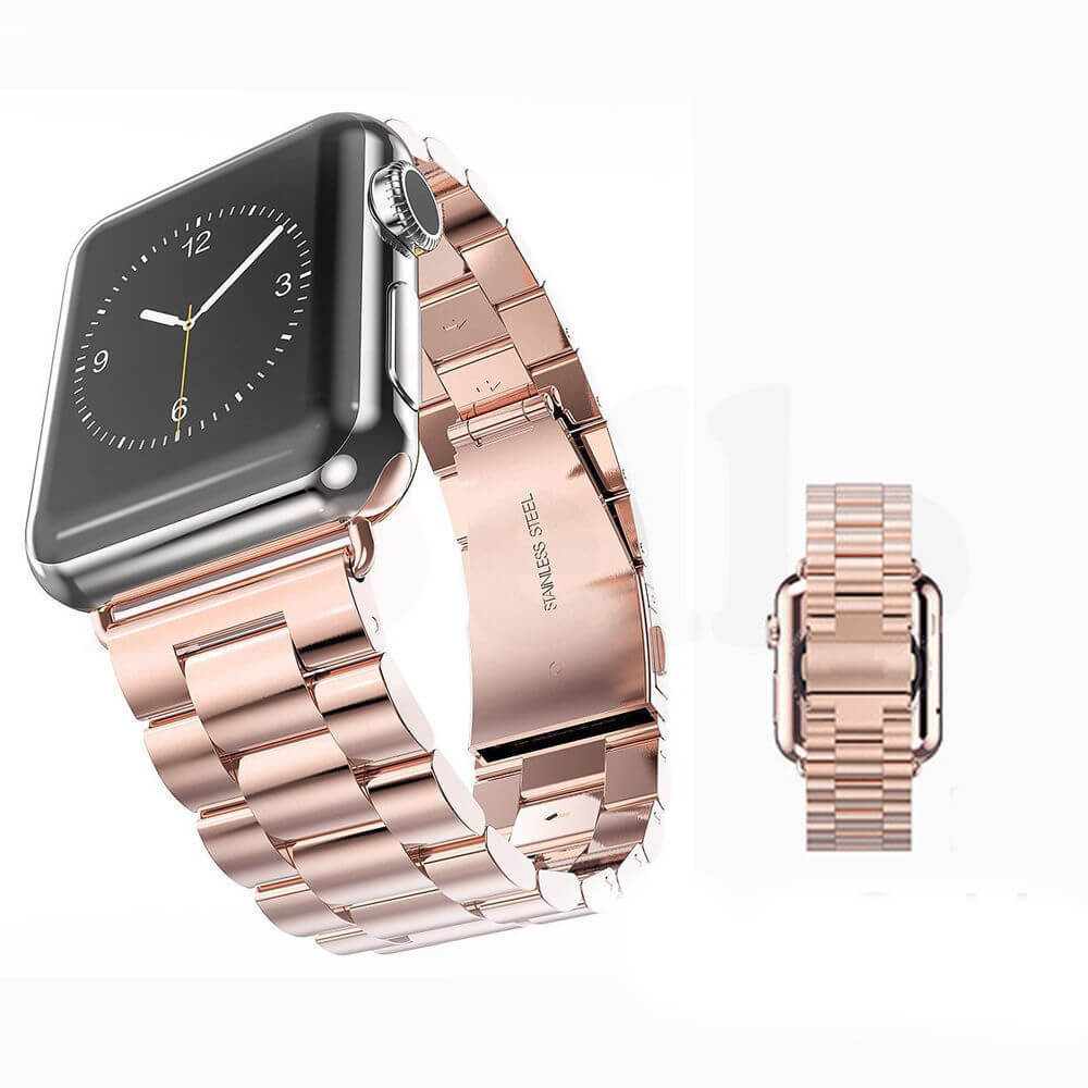 Replacement Stainless Steel Strap Band Clasp for Apple Watch Sport Rose gold