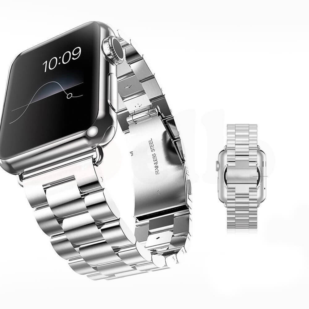 Replacement Stainless Steel Strap Band Clasp for Apple Watch Sport Silver