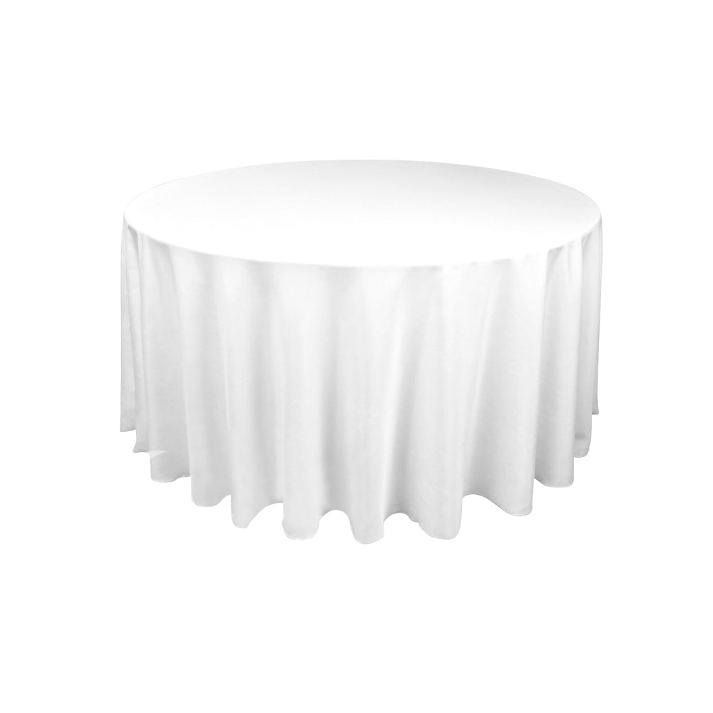 1 Pc 260cm White Round Fitted Tableclothes Hemmed Edges Trestle Event Wedding
