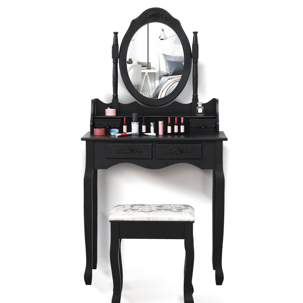 Luxury Dressing Table&Stool w/ Mirror Drawer Jewellery Cabinet Makeup Organiser[