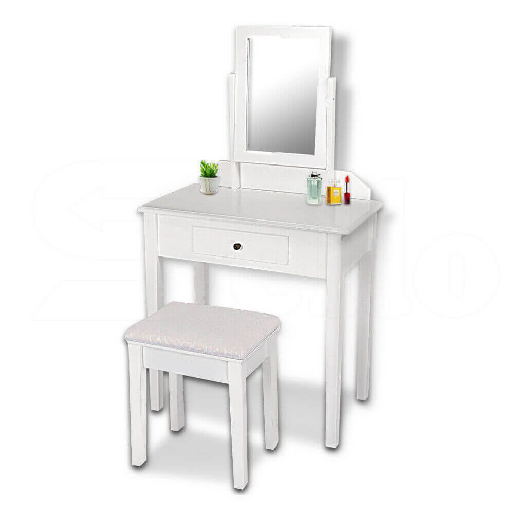 Luxury Dressing Table & Stool Mirrors Jewellery Cabinet Drawers Makeup Organizer