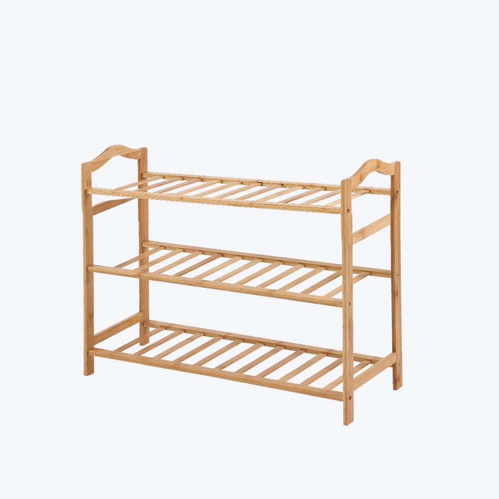 Levede Bamboo Shoe Rack Storage Wooden Organizer Shelf Stand 3 Tiers Layers 80cm