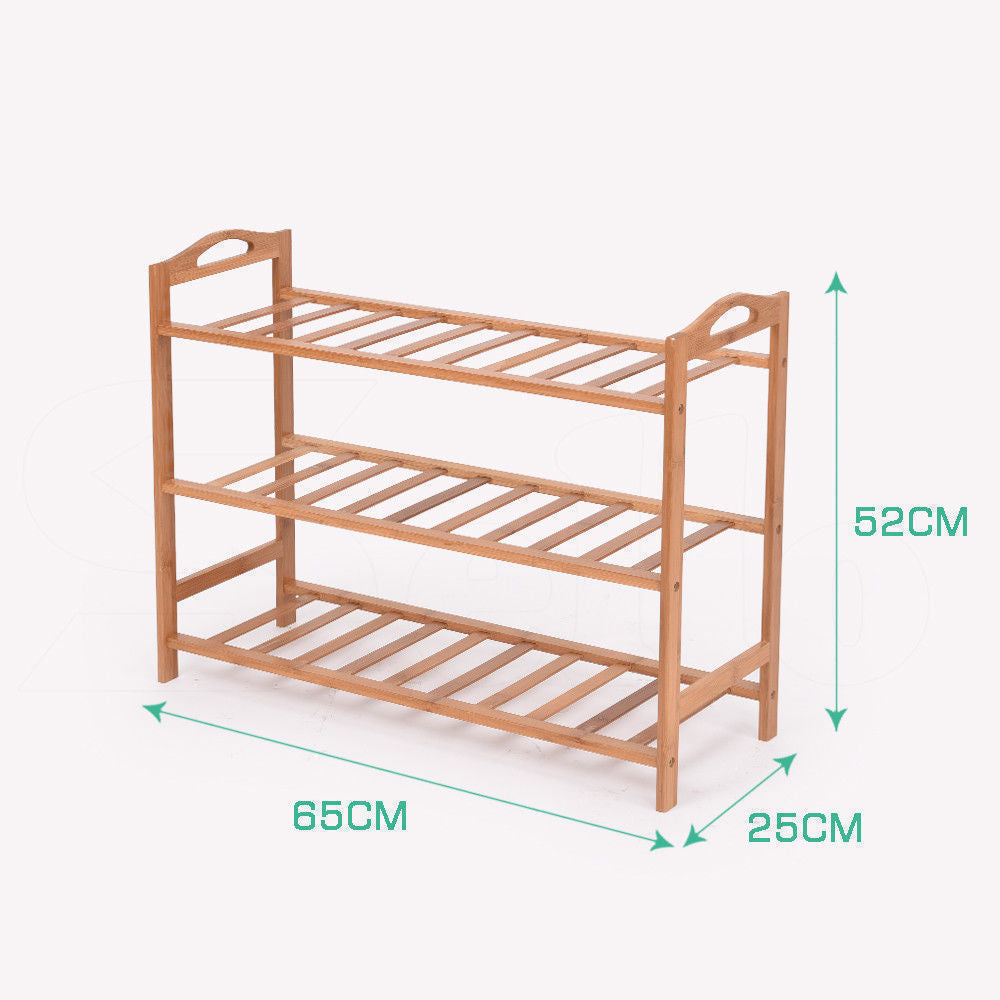 2x Levede 3 Tier Bamboo Shoe Rack Shoes Organizer Storage Shelves Stand Shelf