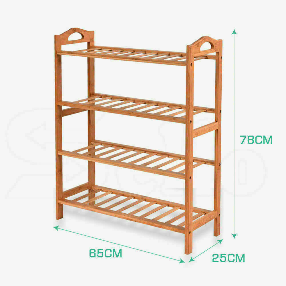 Levede 4 Tiers Bamboo Shoe Rack Storage Organizer Wooden Shelf Stand Shelves