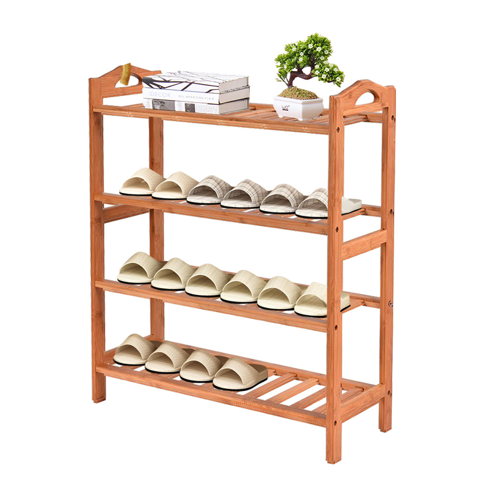 2x Levede 4 Tier Bamboo Shoe Rack Shoes Organizer Storage Shelves Stand Shelf