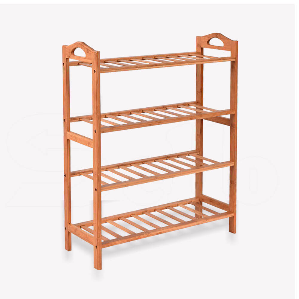 2x Levede 4 Tier Bamboo Shoe Rack Shoes Organizer Storage Shelves Stand Shelf