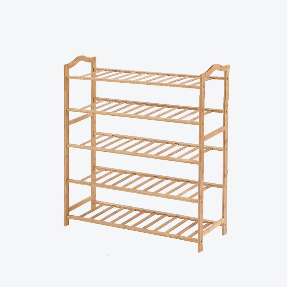 Levede Bamboo Shoe Rack Storage Wooden Organizer Shelf Stand 5 Tiers Layers 90cm