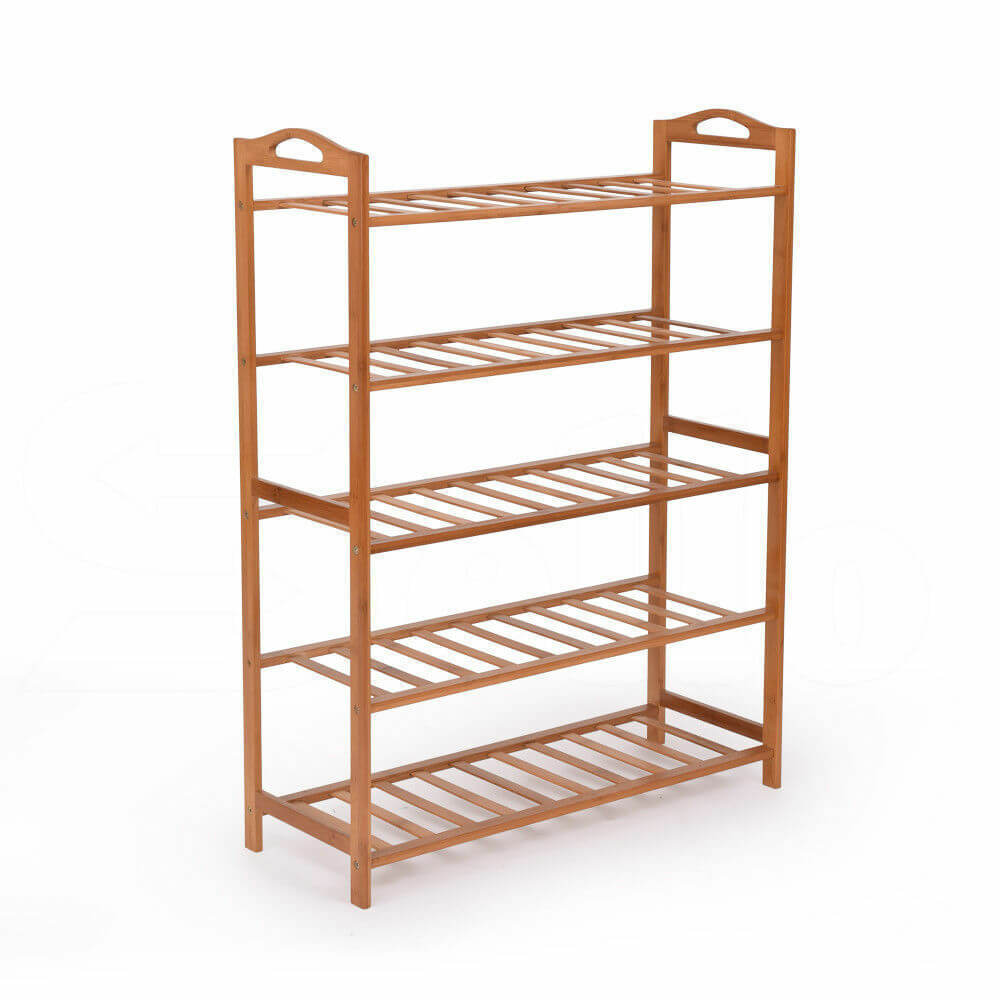 2x Levede 5 Tier Bamboo Shoe Rack Shoes Organizer Storage Shelves Stand Shelf