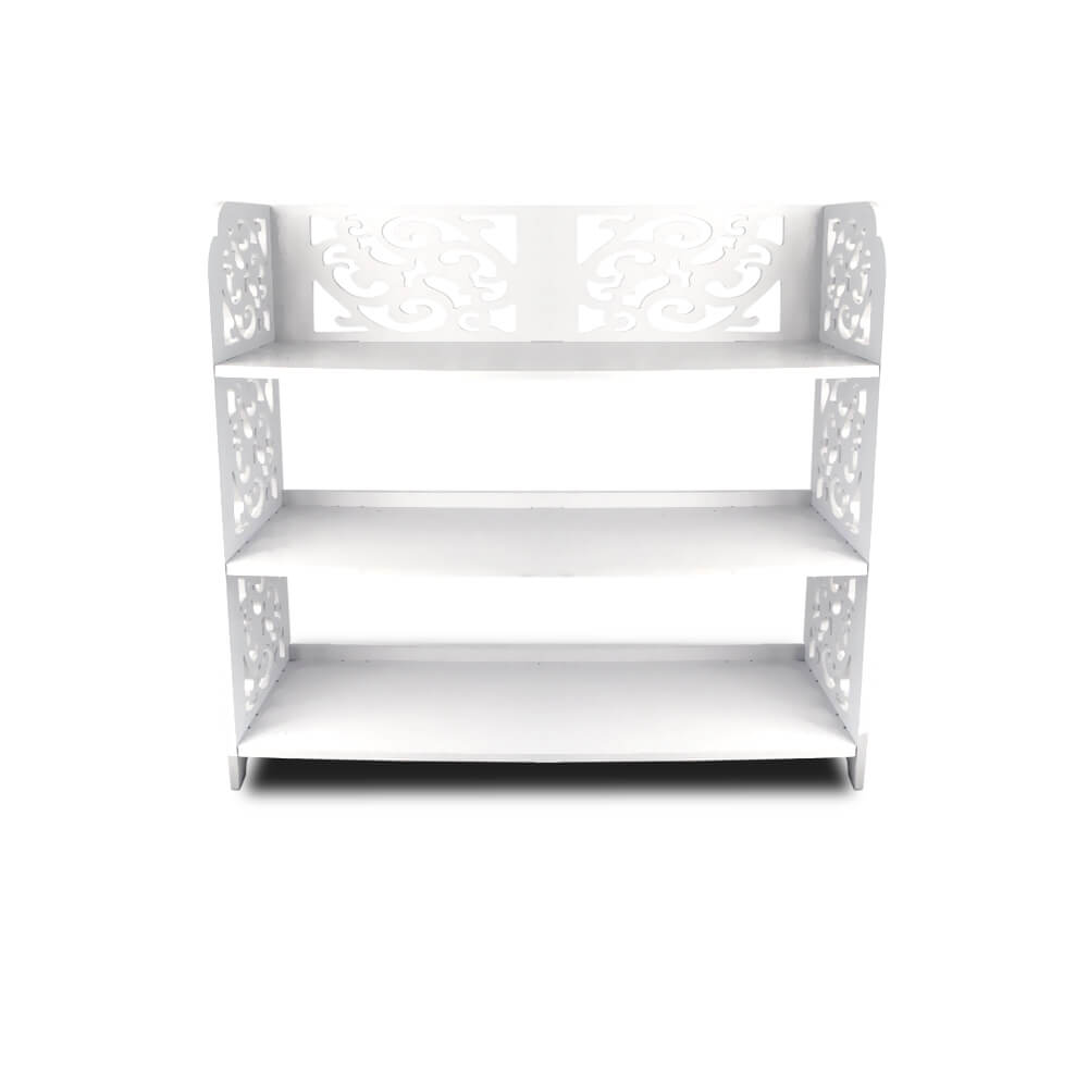 Levede 4 Tier White Chic Hollow Out Shoe Rack Stand Storage Organiser Shelf Unit