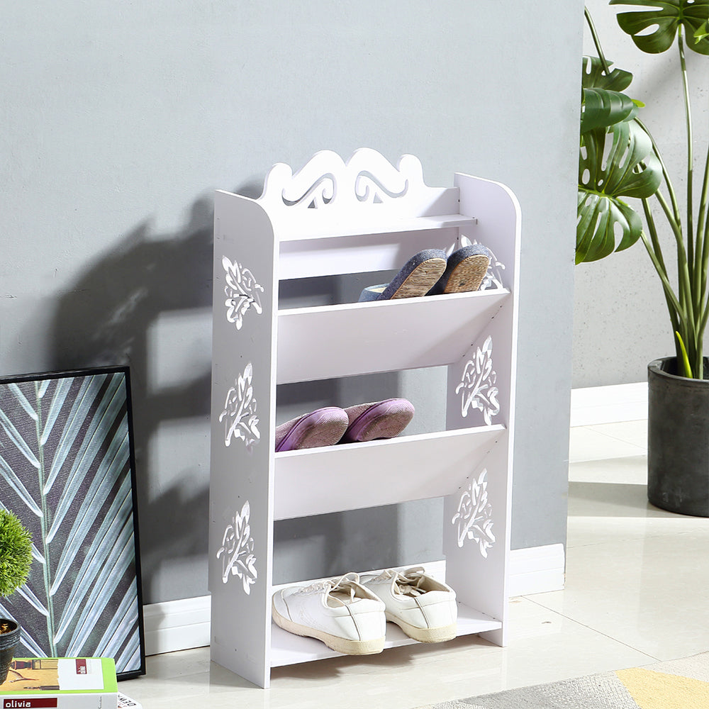 Levede 4 Tiers 43 Width Tilt Chic Hollow Shoe Rack Stand Storage Organiser Shelf