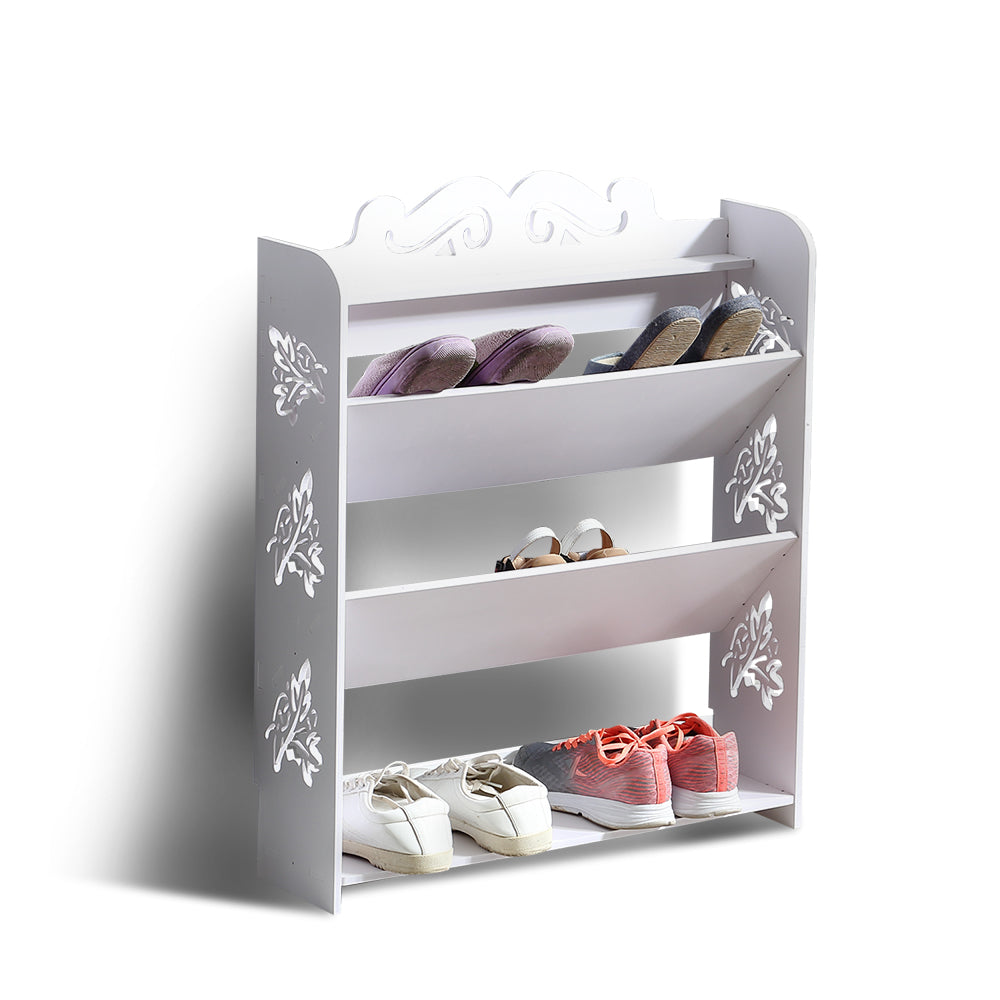 Levede 4 Tiers 63 Width Tilt Chic Hollow Shoe Rack Stand Storage Organiser Shelf