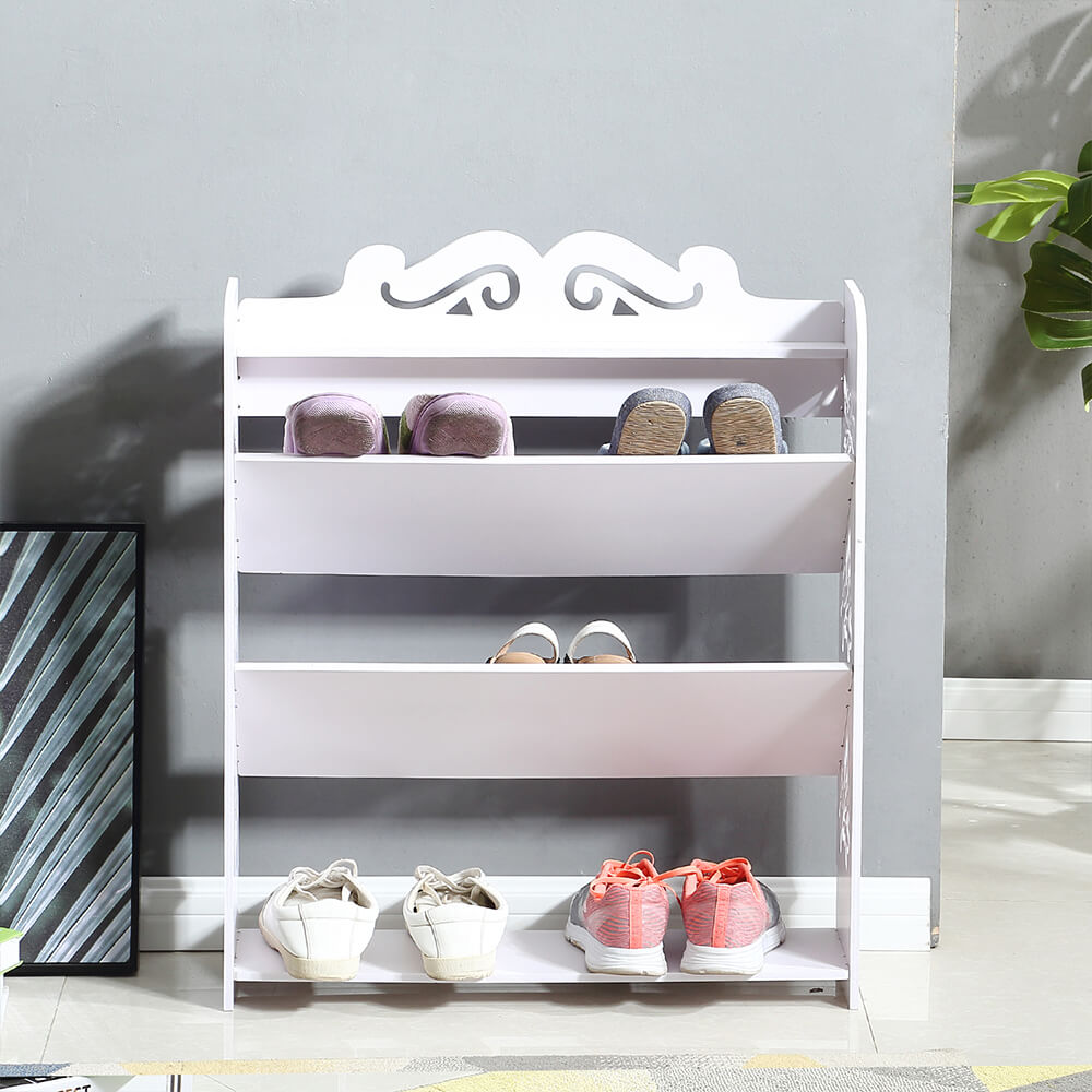 Levede 4 Tiers 63 Width Tilt Chic Hollow Shoe Rack Stand Storage Organiser Shelf