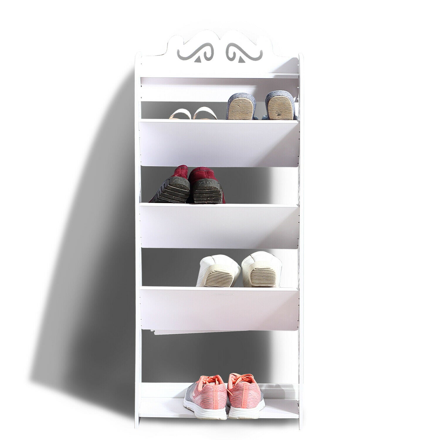 Levede 5 Tiers 43 Width Tilt Chic Hollow Shoe Rack Stand Storage Organiser Shelf