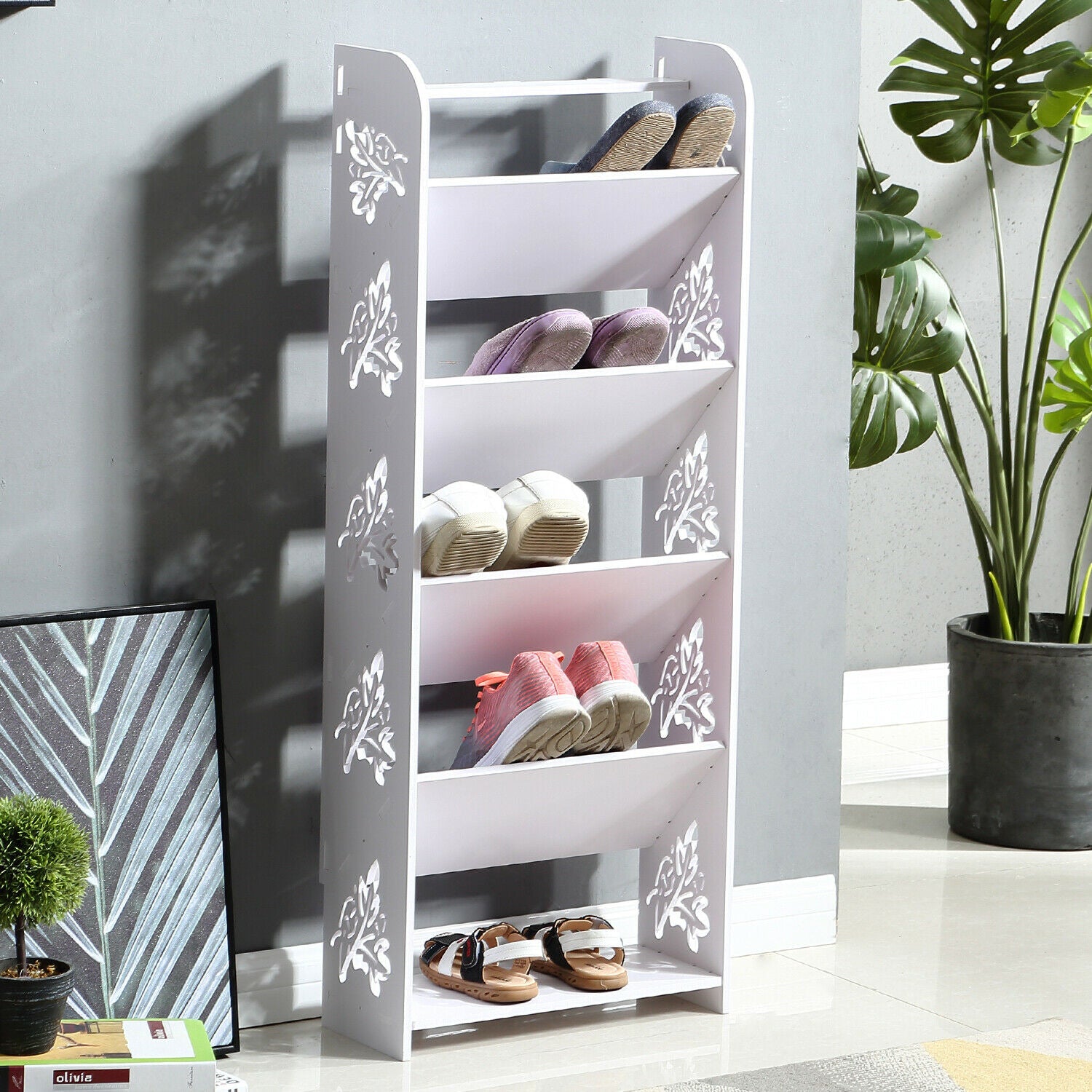 Levede 6Tier 40cm Width Tilt Chic Hollow Shoe Rack Stand Storage Organiser Shelf