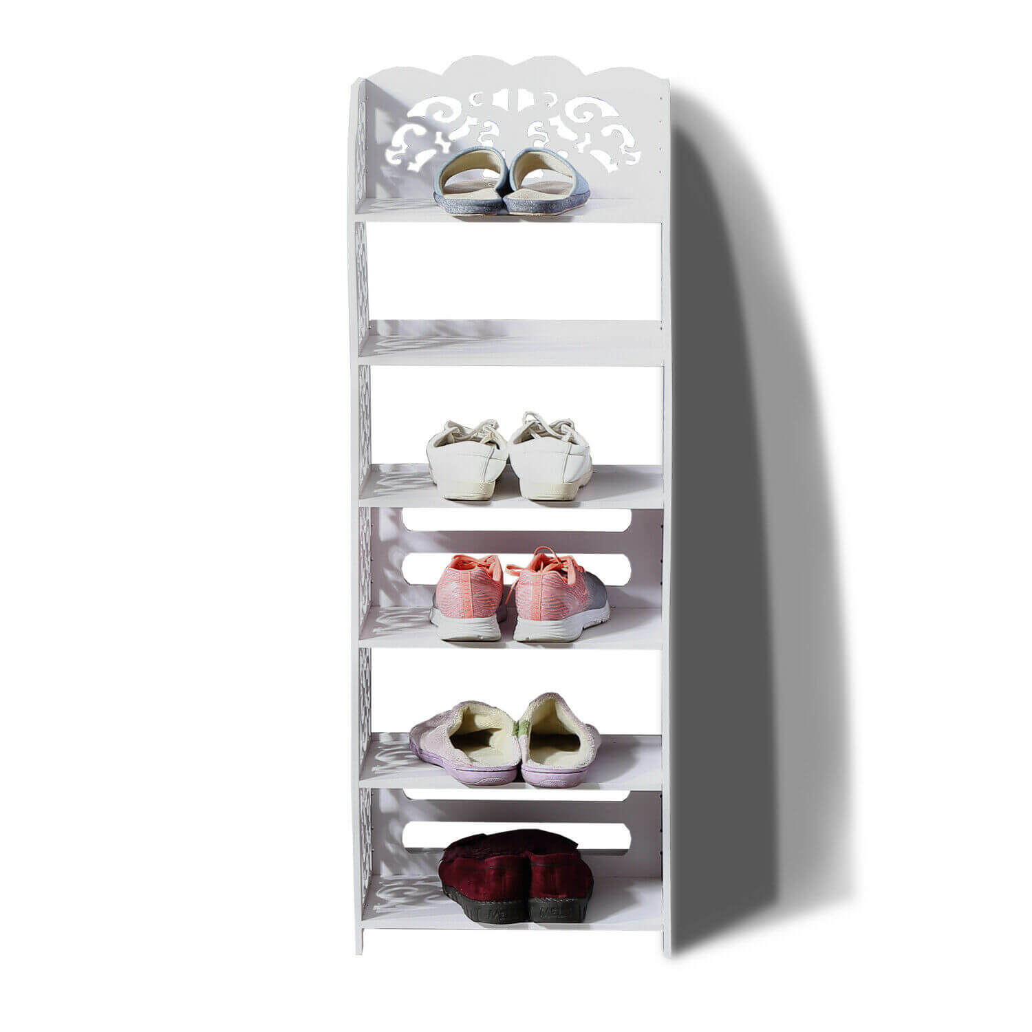 Levede 6 Tier Shoe Rack Wood Plastic Composite Shoes Storage Organizer Shelf White