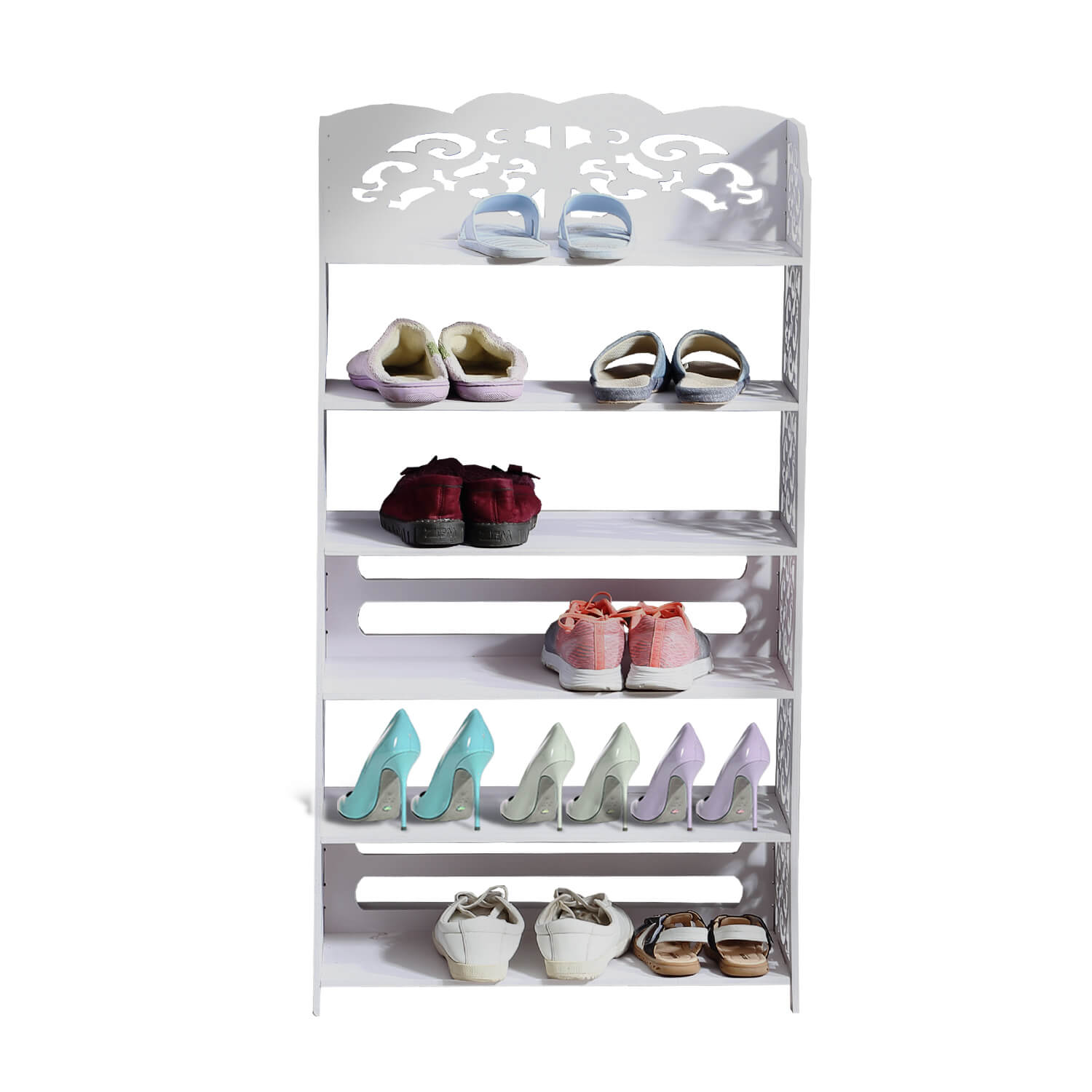 Levede 6 Tier White Chic Hollow Out Shoe Rack Shoes Storage Organizer Shelf