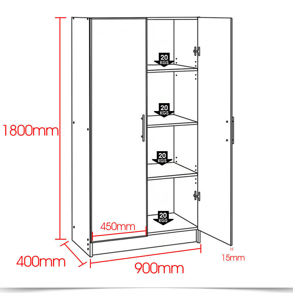 Home Kitchen Bedroom Cupboard Organizer Wooden Storage Unit Wardrobe Cabinet