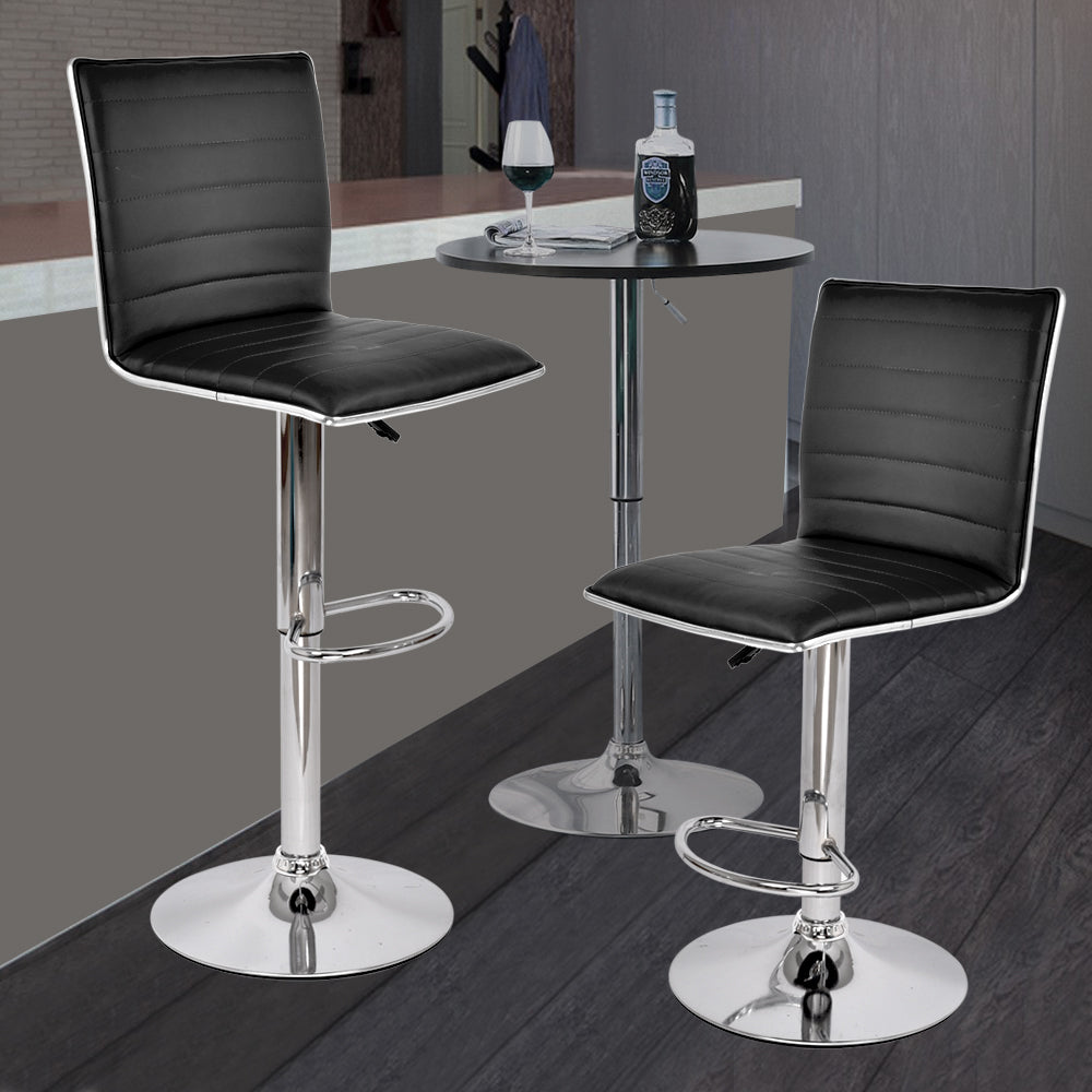 2x Levede PU Leather Swivel Bar Stool Kitchen Stool Dining Chair Barstools White