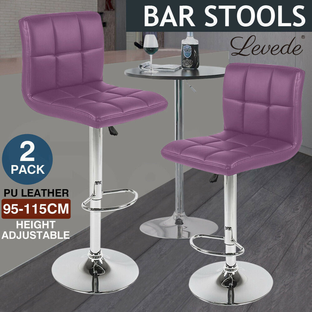 2x Levede PU Leather Swivel Bar Stools Kitchen Dining Chair Gas Lift Adjustable