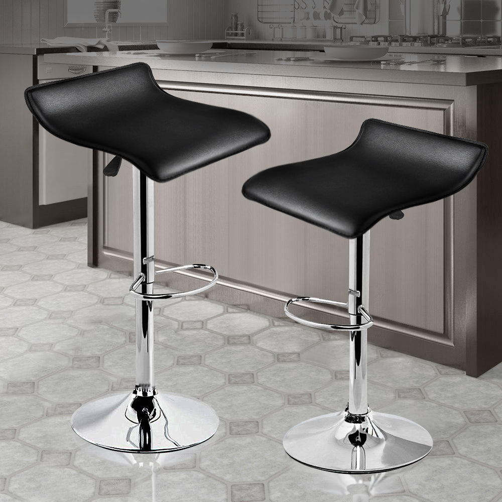 2x Levede PU Leather Swivel Bar Stools Kitchen Dining Chair Gas Lift Adjustable