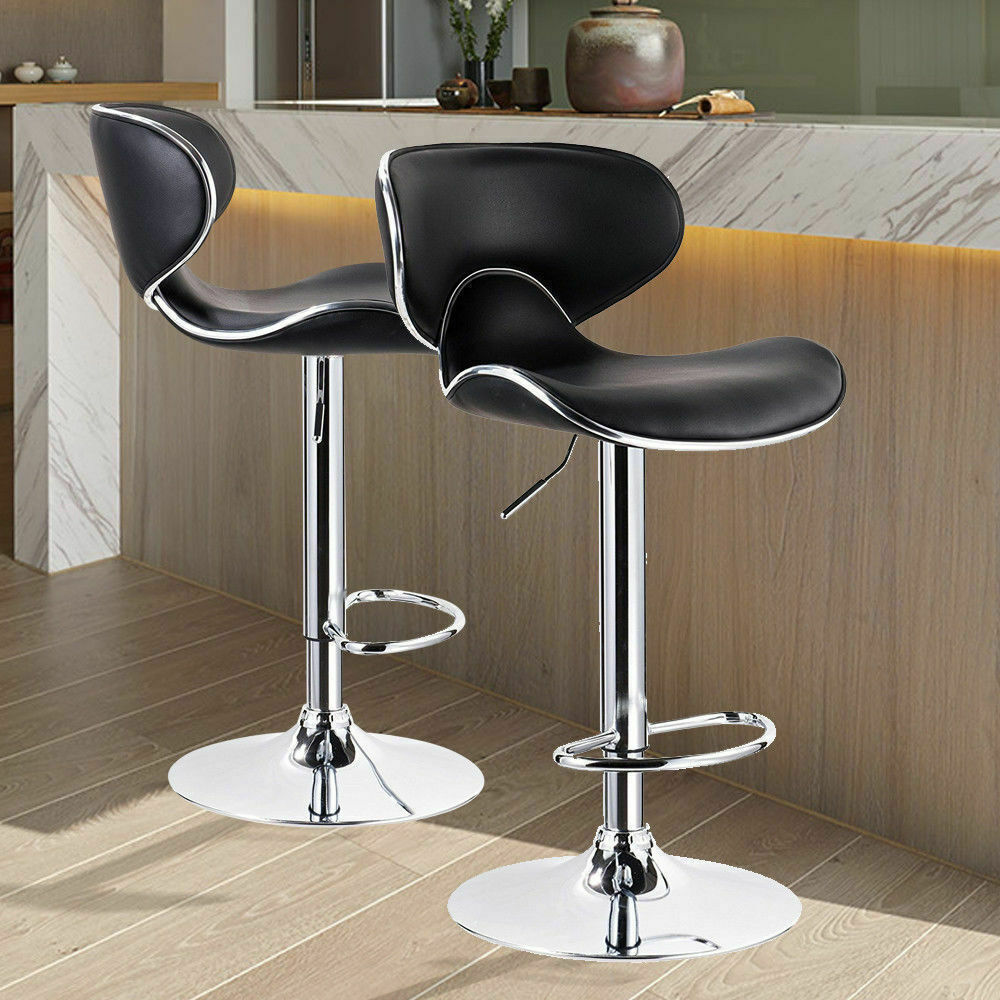 2x Levede PU Leather Swivel Bar Stools Kitchen Dining Chair Gas Lift Adjustable