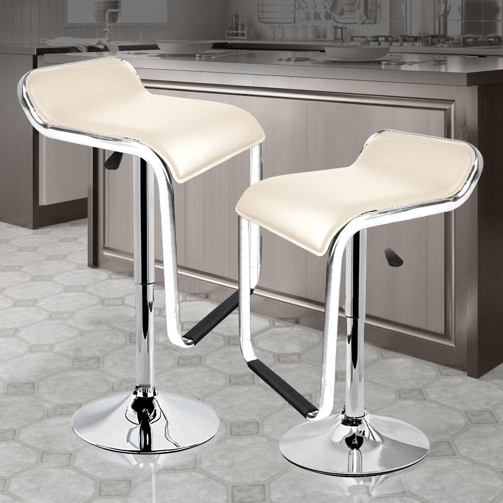 2x Levede PU Leather Swivel Bar Stools Kitchen Dining Chair Gas Lift Adjustable